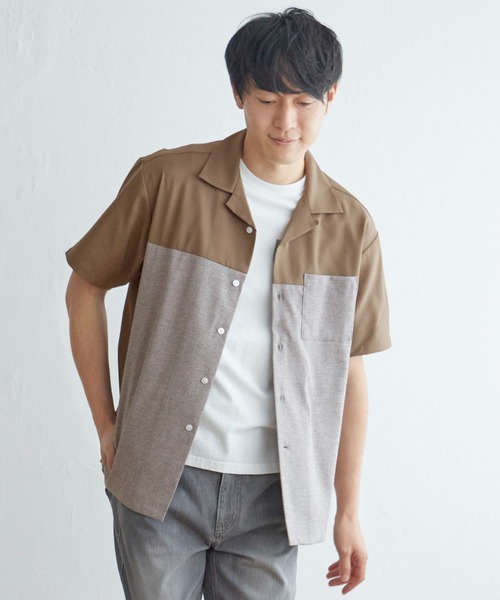ikka(イッカ)の「バイカラーオープンカラーシャツ(シャツ/ブラウス・メンズ・グレー/クリアグリーン/ライトグレー/ブルー・S/M/XL/L)」の17枚目の写真