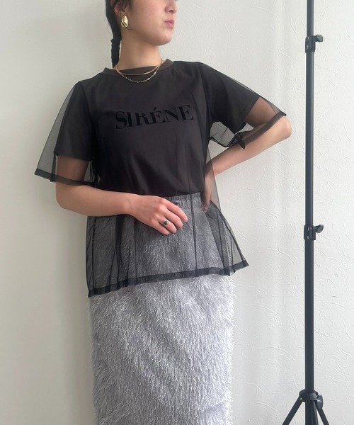 LHELBIE(レルビエ)の「チュールロゴTシャツ(Tシャツ/カットソー・レディース・チャコールグレー/オフホワイト/ベージュ・M)」の12枚目の写真