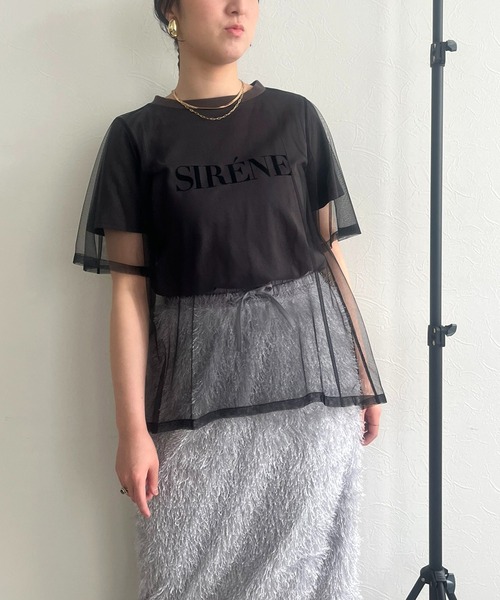 LHELBIE(レルビエ)の「チュールロゴTシャツ(Tシャツ/カットソー・レディース・チャコールグレー/オフホワイト/ベージュ・M)」の9枚目の写真