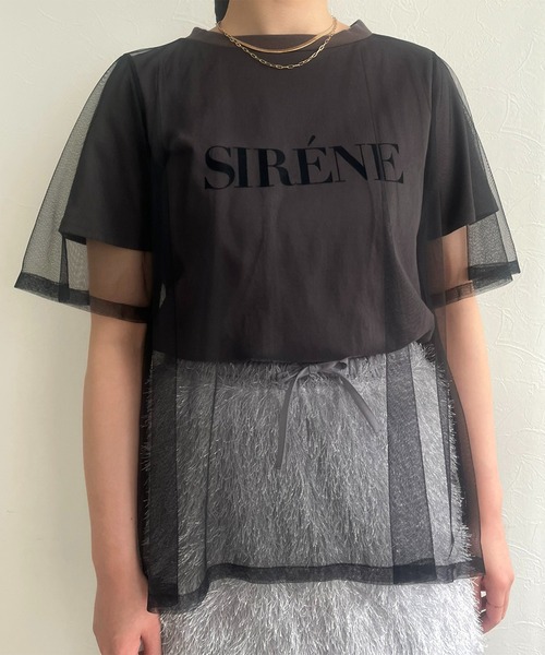 LHELBIE(レルビエ)の「チュールロゴTシャツ(Tシャツ/カットソー・レディース・チャコールグレー/オフホワイト/ベージュ・M)」の4枚目の写真