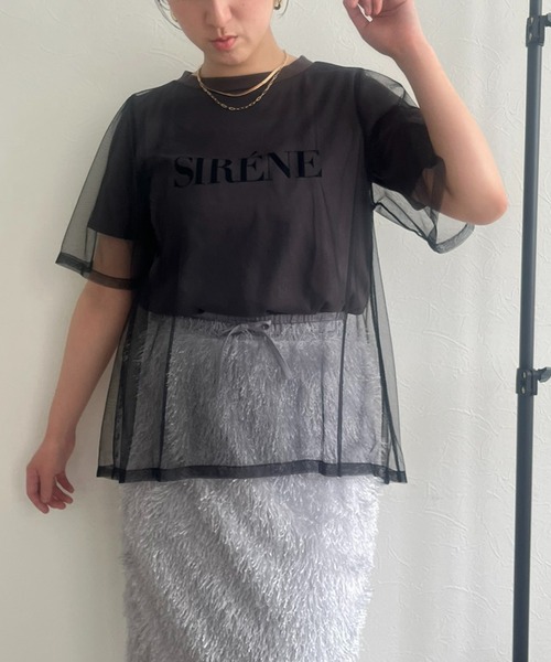 LHELBIE(レルビエ)の「チュールロゴTシャツ(Tシャツ/カットソー・レディース・チャコールグレー/オフホワイト/ベージュ・M)」の11枚目の写真