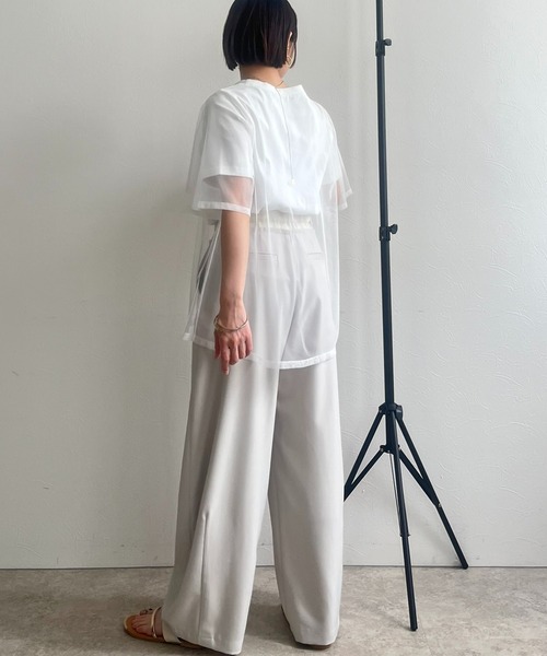 LHELBIE(レルビエ)の「チュールロゴTシャツ(Tシャツ/カットソー・レディース・チャコールグレー/オフホワイト/ベージュ・M)」の13枚目の写真