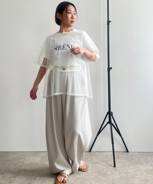 LHELBIE(レルビエ)の「チュールロゴTシャツ(Tシャツ/カットソー・レディース・チャコールグレー/オフホワイト/ベージュ・M)」の19枚目の写真