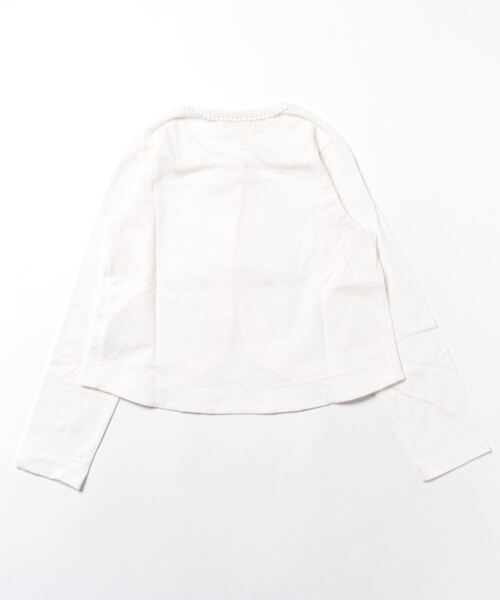 Love&Peace&Money（ラブアンドピースアンドマネー）の「天竺ジャガード長袖ボレロ（カーディガン/ボレロ・キッズ・ライトピンク/オフホワイト・110cm/90cm/130cm/80ｃｍ/100cm/120cm）」の3枚目の写真