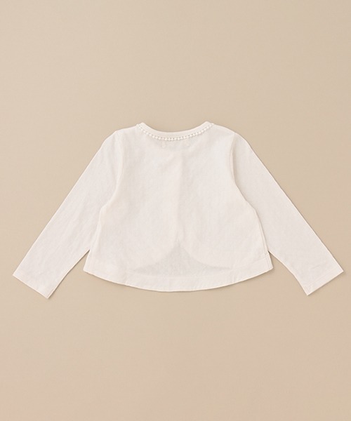 Love&Peace&Money（ラブアンドピースアンドマネー）の「天竺ジャガード長袖ボレロ（カーディガン/ボレロ・キッズ・ライトピンク/オフホワイト・110cm/90cm/130cm/80ｃｍ/100cm/120cm）」の5枚目の写真