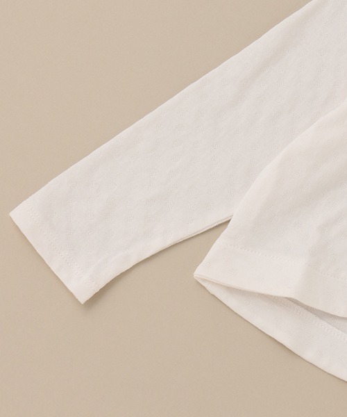 Love&Peace&Money（ラブアンドピースアンドマネー）の「天竺ジャガード長袖ボレロ（カーディガン/ボレロ・キッズ・ライトピンク/オフホワイト・110cm/90cm/130cm/80ｃｍ/100cm/120cm）」の8枚目の写真