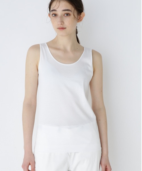 human woman（ヒューマンウーマン）の「オーガニックコットンスムースタンクトップ（タンクトップ・レディース・グレー/ホワイト・MEDIUM）」の2枚目の写真