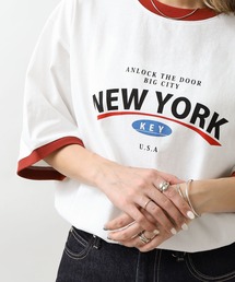 ZIP FIVE | 【ユニセックス】3タイプ 左胸刺繍&ヴィンテージレトロロゴ&ストリートロゴライン ビッグシルエットリンガーTシャツ(Tシャツ/カットソー)