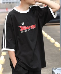 【ZIP FIVE】 アソート ロゴ ビッグシルエット リンガー 半袖 Tシャツ