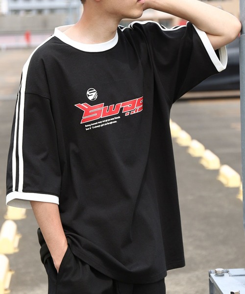 ZIP FIVE(ジップファイブ)の「【ZIP FIVE】 アソート ロゴ ビッグシルエット リンガー 半袖 Tシャツ(Tシャツ/カットソー・メンズ・ベージュ系/ホワイト×レッド/ホワイト×グリーン/ホワイト×ブラック/ホワイト系/ホワイト系1/レモンイエロー/クリーム/ブラック×ホワイト/ホワイト×ネイビー/ホワイト系2・SMALL/MEDIUM/LARGE/X-LARGE)」の1枚目の写真