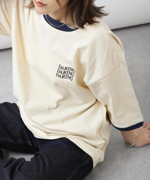 ZIP FIVE(ジップファイブ)の「【ZIP FIVE】 アソート ロゴ ビッグシルエット リンガー 半袖 Tシャツ(Tシャツ/カットソー・メンズ・ベージュ系/ホワイト×レッド/ホワイト×グリーン/ホワイト×ブラック/ホワイト系/ホワイト系1/レモンイエロー/クリーム/ブラック×ホワイト/ホワイト×ネイビー/ホワイト系2・SMALL/MEDIUM/LARGE/X-LARGE)」の12枚目の写真