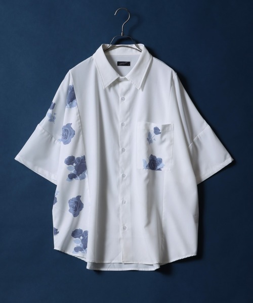 ANPAS（アンパス）の「Pattern Print Switching Oversized Dolman Sleeve Shirt/切替 オーバーサイズ ドルマンスリーブ シャツ（シャツ/ブラウス・メンズ・ホワイト系その他/ブラック系その他/ブラック系その他2/グレー系その他・M/L）」の2枚目の写真