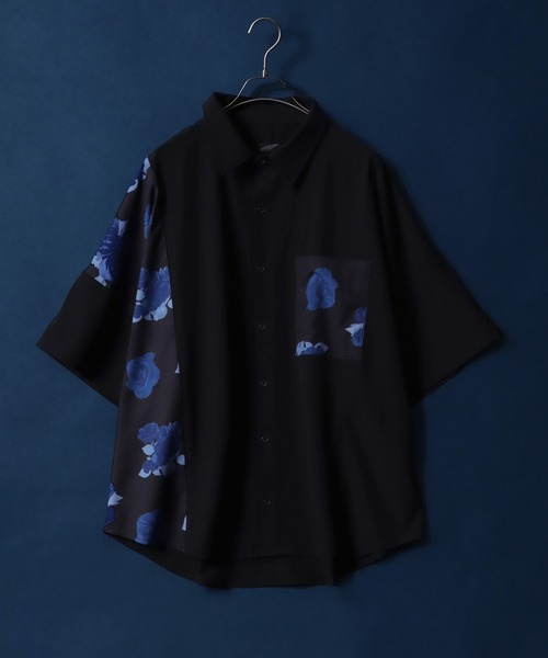 ANPAS（アンパス）の「Pattern Print Switching Oversized Dolman Sleeve Shirt/切替 オーバーサイズ ドルマンスリーブ シャツ（シャツ/ブラウス・メンズ・ホワイト系その他/ブラック系その他/ブラック系その他2/グレー系その他・M/L）」の3枚目の写真