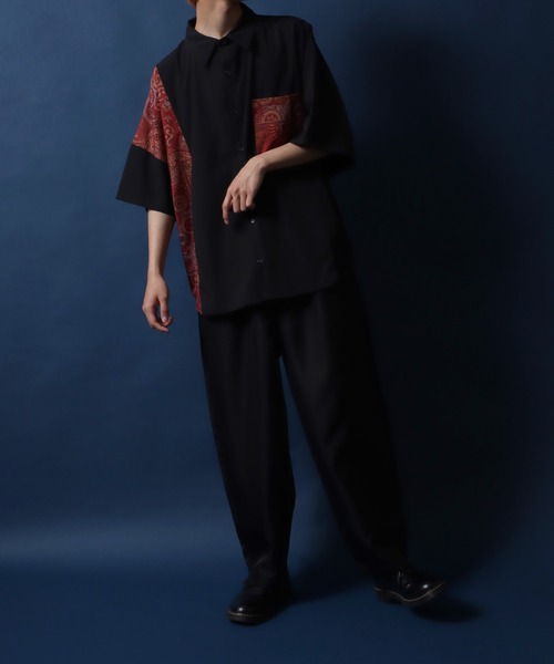 ANPAS（アンパス）の「Pattern Print Switching Oversized Dolman Sleeve Shirt/切替 オーバーサイズ ドルマンスリーブ シャツ（シャツ/ブラウス・メンズ・ホワイト系その他/ブラック系その他/ブラック系その他2/グレー系その他・M/L）」の22枚目の写真