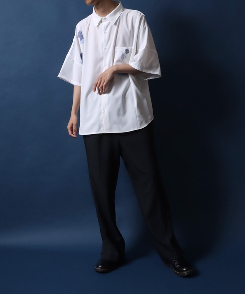 ANPAS（アンパス）の「Pattern Print Switching Oversized Dolman Sleeve Shirt/切替 オーバーサイズ ドルマンスリーブ シャツ（シャツ/ブラウス・メンズ・ホワイト系その他/ブラック系その他/ブラック系その他2/グレー系その他・M/L）」の20枚目の写真