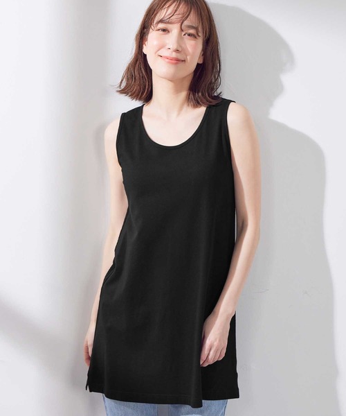 Viola e Viola(ヴィオラエヴィオラ)の「綿100%ロングタンクトップ(タンクトップ・レディース・ブラック/ピンク/ネイビー/モスグリーン/ロイヤルブルー/サンドグレー/オフホワイト/チャコールグレー/チャコール・LARGE/MEDIUM/X-LARGE/XXX-LARGE/XXXX-LARGE/XX-LARGE)」の12枚目の写真