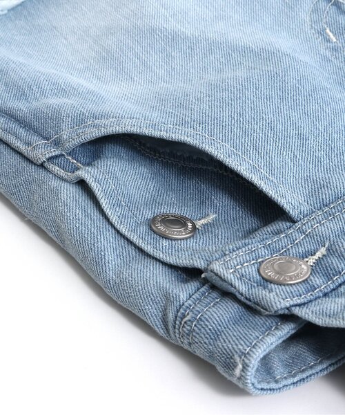 BREEZE（ブリーズ）の「ショートデニムサロペット（サロペット/オーバーオール・キッズ・ピンク/サックスブルー・120/90/100/110/80）」の5枚目の写真