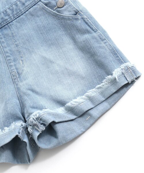 BREEZE（ブリーズ）の「ショートデニムサロペット（サロペット/オーバーオール・キッズ・ピンク/サックスブルー・120/90/100/110/80）」の8枚目の写真