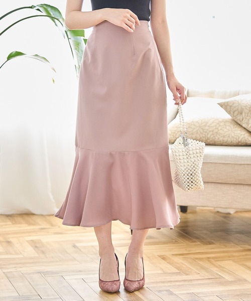 tocco closet(トッコ クローゼット)の「裾切り替えマーメイドフレアスカート(スカート・レディース・ブラック/ピンクベージュ・M)」の1枚目の写真