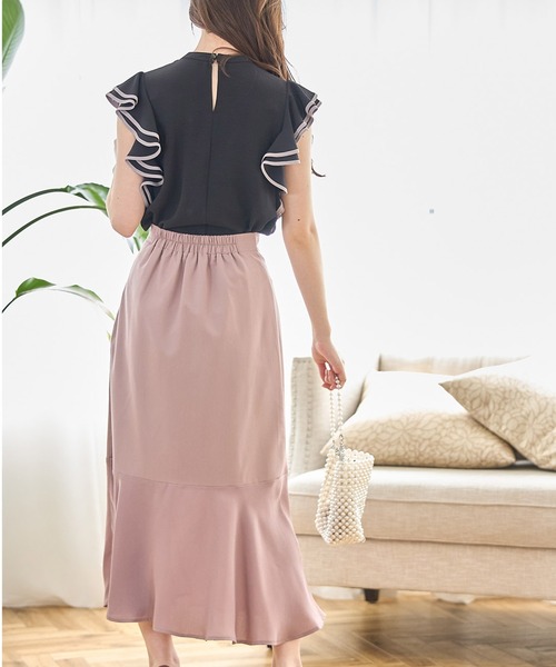 tocco closet(トッコ クローゼット)の「裾切り替えマーメイドフレアスカート(スカート・レディース・ブラック/ピンクベージュ・M)」の14枚目の写真