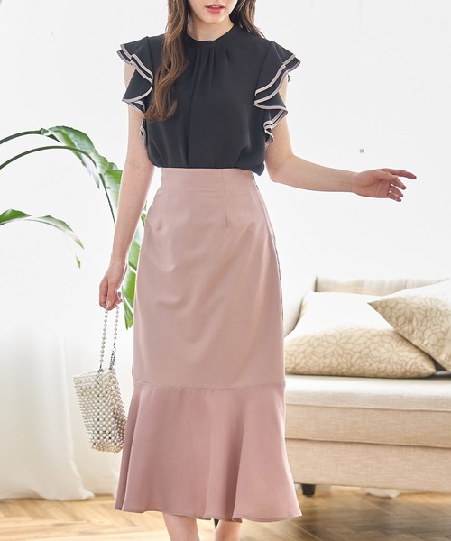 tocco closet(トッコ クローゼット)の「裾切り替えマーメイドフレアスカート(スカート・レディース・ブラック/ピンクベージュ・M)」の9枚目の写真