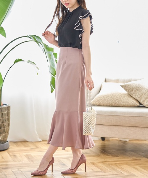 tocco closet(トッコ クローゼット)の「裾切り替えマーメイドフレアスカート(スカート・レディース・ブラック/ピンクベージュ・M)」の20枚目の写真