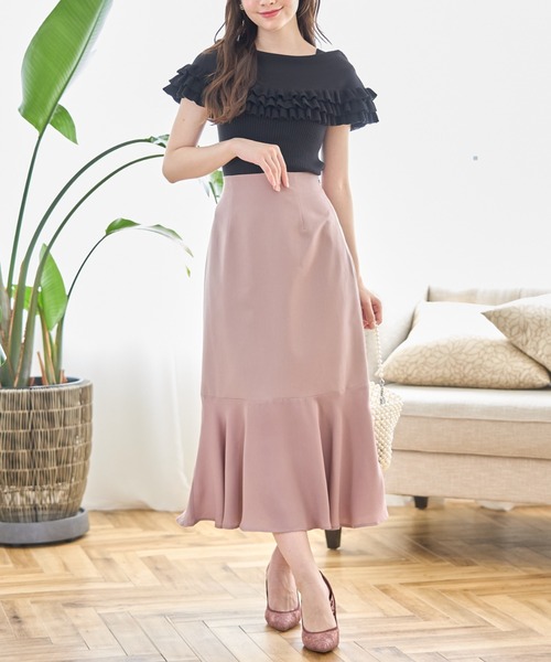 tocco closet(トッコ クローゼット)の「裾切り替えマーメイドフレアスカート(スカート・レディース・ブラック/ピンクベージュ・M)」の22枚目の写真