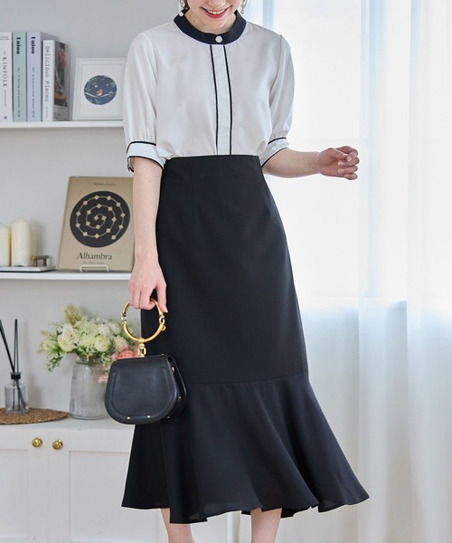 tocco closet(トッコ クローゼット)の「裾切り替えマーメイドフレアスカート(スカート・レディース・ブラック/ピンクベージュ・M)」の16枚目の写真