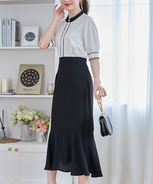 tocco closet(トッコ クローゼット)の「裾切り替えマーメイドフレアスカート(スカート・レディース・ブラック/ピンクベージュ・M)」の13枚目の写真