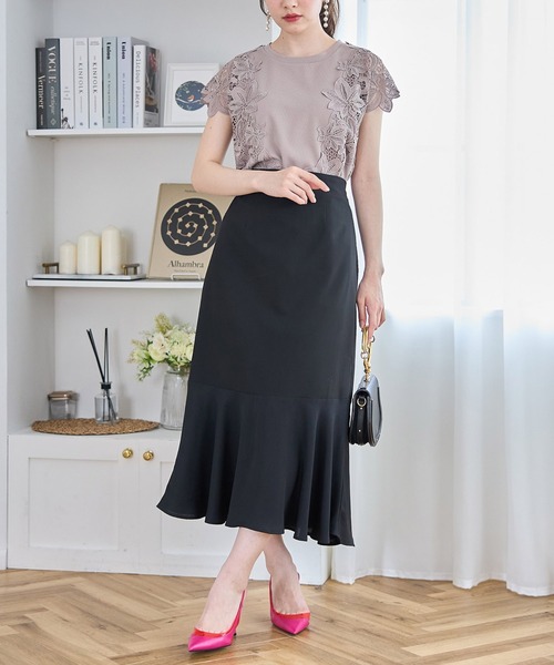 tocco closet(トッコ クローゼット)の「裾切り替えマーメイドフレアスカート(スカート・レディース・ブラック/ピンクベージュ・M)」の11枚目の写真