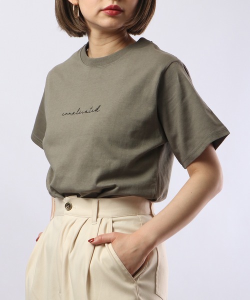 spiritoso(スピリトーゾ)の「spiritoso ComplicatedプリントTシャツ 半袖(Tシャツ/カットソー・レディース・レモンイエロー/カーキ/グリーン/ラベンダー/スミクロ/グレー/グレイッシュベージュ・F)」の19枚目の写真