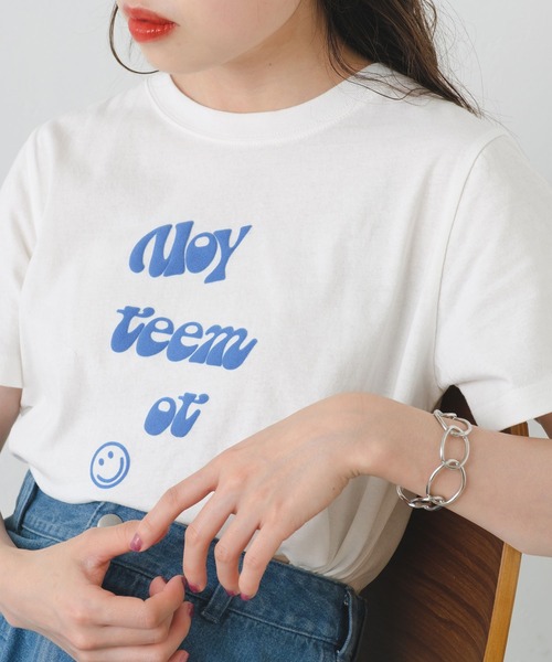 Kastane(カスタネ)の「【サイズ展開あり】スウェード発泡プリントTee(Tシャツ/カットソー・レディース・ピンク/ホワイト系その他/ホワイト系その他2/アイボリー・S/XS)」の3枚目の写真