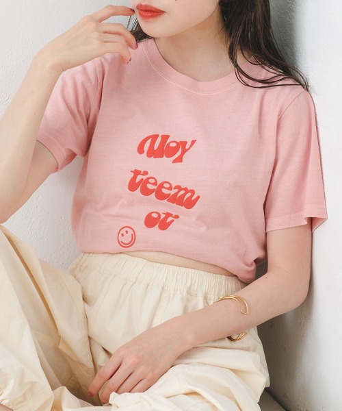 Kastane(カスタネ)の「【サイズ展開あり】スウェード発泡プリントTee(Tシャツ/カットソー・レディース・ピンク/ホワイト系その他/ホワイト系その他2/アイボリー・S/XS)」の4枚目の写真