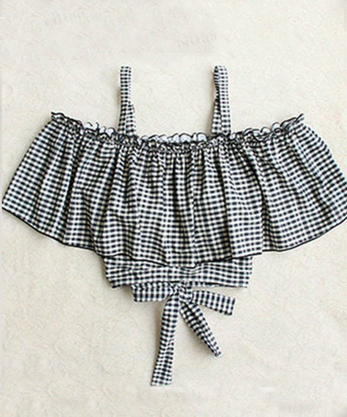 Dalfwin(ダールフィン)の「ギンガムチェックオフショルダーフリルビキニ×スカート3点セット水着(水着・レディース・ブラック・ONE SIZE)」の12枚目の写真