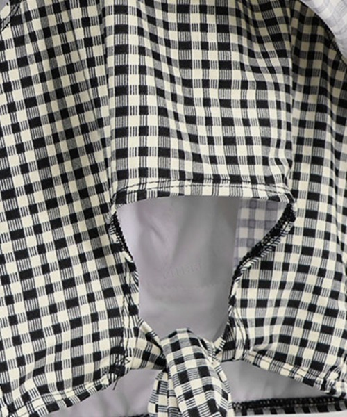 Dalfwin(ダールフィン)の「ギンガムチェックオフショルダーフリルビキニ×スカート3点セット水着(水着・レディース・ブラック・ONE SIZE)」の16枚目の写真