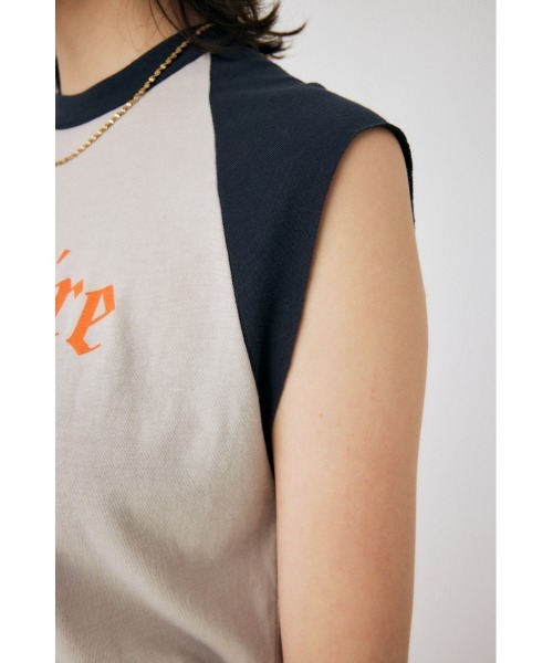 MOUSSY（マウジー）の「RAGRAN BLACK LETTER NS Tシャツ（タンクトップ・レディース・オレンジ/ブルー/ライトブラック・FREE）」の21枚目の写真