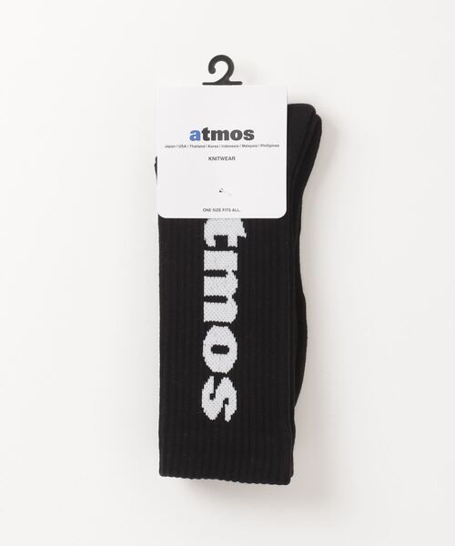 atmos pink(アトモスピンク)の「atmos JACQUARD LOGO SOCKS 2 / アトモス ジャガード ロゴ ソックス 2(ソックス/靴下・メンズ・ブラック/グレー/ホワイト×ブルー・26-28cm)」の5枚目の写真