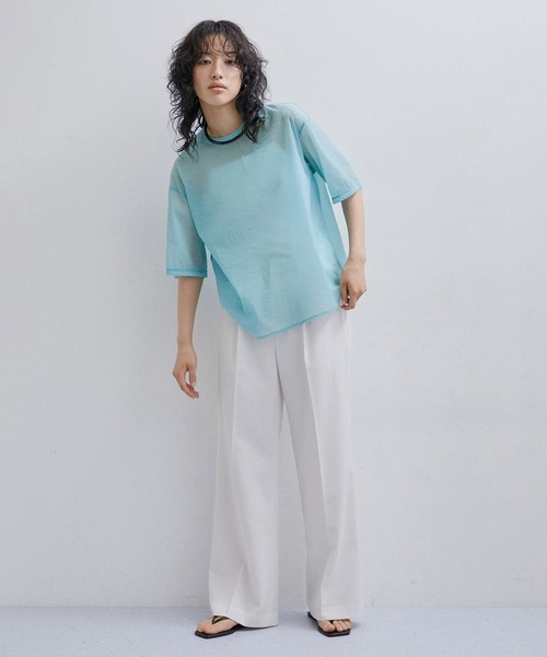 ADAM ET ROPE'（アダムエロペ）の「シアータフタTEE（Tシャツ/カットソー・レディース・サックスブルー/ブラック/ホワイト・FREE）」の7枚目の写真