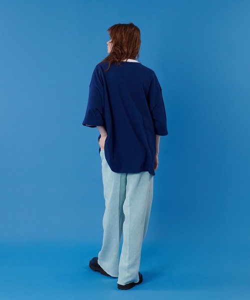 ONCILY(オンシェリー)の「LOGO RINGER T-SHIRT / ワンポイントロゴリンガーTシャツ(Tシャツ/カットソー・メンズ・オフホワイト/ネイビー・LARGE/MEDIUM)」の10枚目の写真