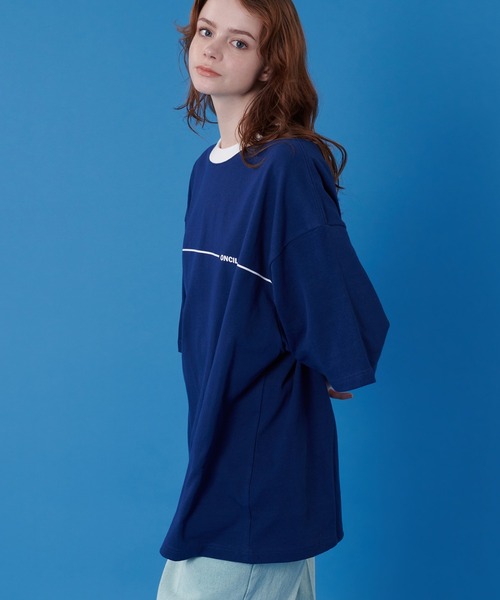 ONCILY(オンシェリー)の「LOGO RINGER T-SHIRT / ワンポイントロゴリンガーTシャツ(Tシャツ/カットソー・メンズ・オフホワイト/ネイビー・LARGE/MEDIUM)」の19枚目の写真