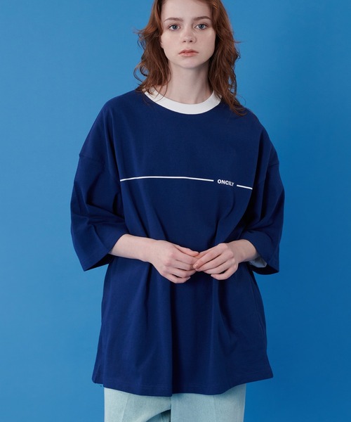ONCILY(オンシェリー)の「LOGO RINGER T-SHIRT / ワンポイントロゴリンガーTシャツ(Tシャツ/カットソー・メンズ・オフホワイト/ネイビー・LARGE/MEDIUM)」の17枚目の写真