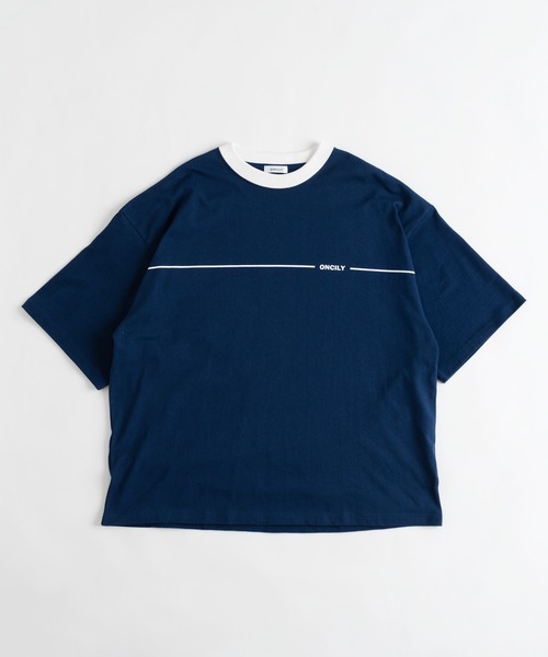 ONCILY(オンシェリー)の「LOGO RINGER T-SHIRT / ワンポイントロゴリンガーTシャツ(Tシャツ/カットソー・メンズ・オフホワイト/ネイビー・LARGE/MEDIUM)」の13枚目の写真