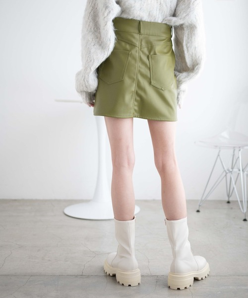 WEGO（ウィゴー）の「WEGO/フェイクレザー台形ミニスカート（スカート