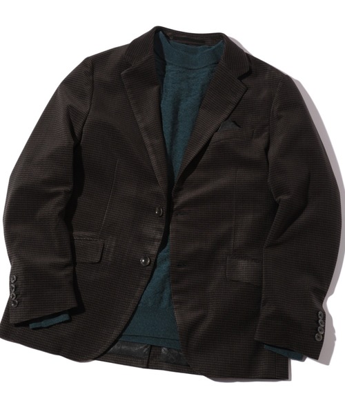 MEN'S BIGI（メンズビギ）の「トリコットコーデュロイ千鳥格子プリントテーラードジャケット＜セットアップ対応＞（テーラードジャケット・メンズ・ブラウン/グレー・03/02/04/01）」の2枚目の写真