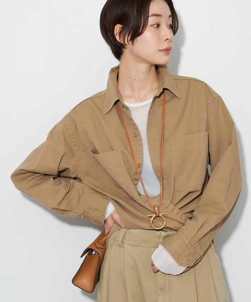 plage military lip シャツ　ベージュ plage military lip シャツ ベージュ Plage - plage プラージュ