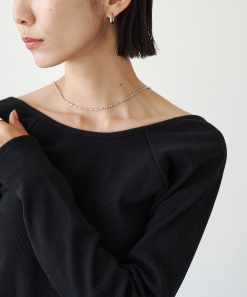 Auntie Rosa Holiday（アンティローザホリデー）の「カップ付きバックオープンリブロンTEE（Tシャツ/カットソー・レディース・オフホワイト/ブラック/カーキ/グレー・FREE）」の16枚目の写真