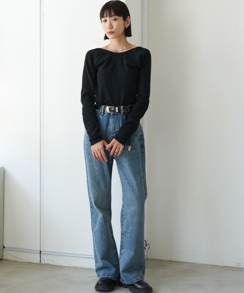 Auntie Rosa Holiday（アンティローザホリデー）の「カップ付きバックオープンリブロンTEE（Tシャツ/カットソー・レディース・オフホワイト/ブラック/カーキ/グレー・FREE）」の11枚目の写真