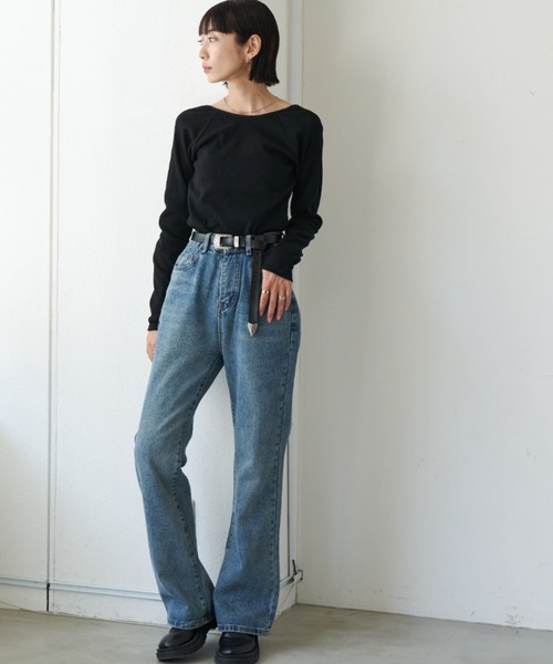 Auntie Rosa Holiday（アンティローザホリデー）の「カップ付きバックオープンリブロンTEE（Tシャツ/カットソー・レディース・オフホワイト/ブラック/カーキ/グレー・FREE）」の12枚目の写真