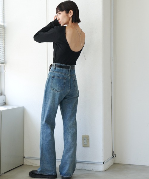 Auntie Rosa Holiday（アンティローザホリデー）の「カップ付きバックオープンリブロンTEE（Tシャツ/カットソー・レディース・オフホワイト/ブラック/カーキ/グレー・FREE）」の15枚目の写真