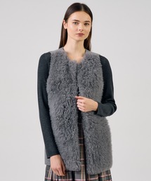 ANAYI | カシミヤファー布帛ジレ(その他アウター)